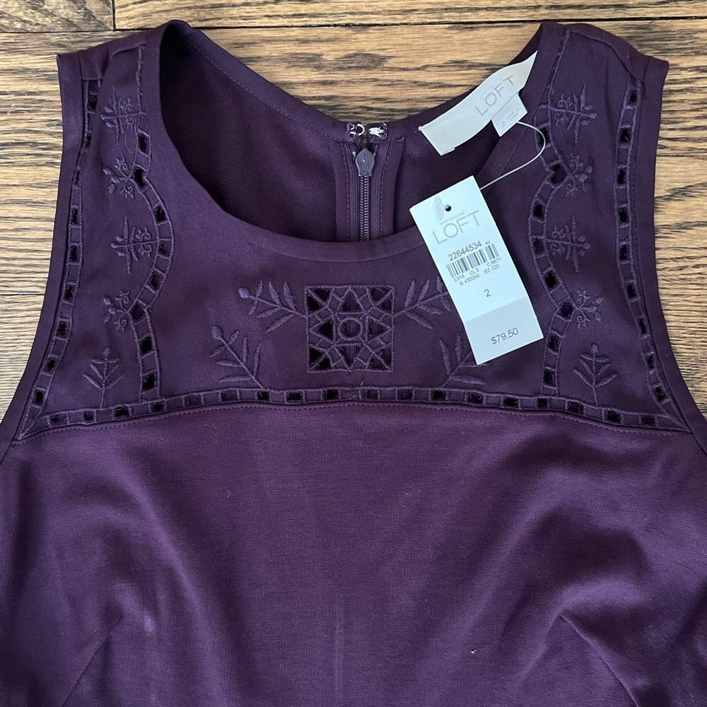 LOFT Deep Purple Mini Dress - Picture 2 of 3